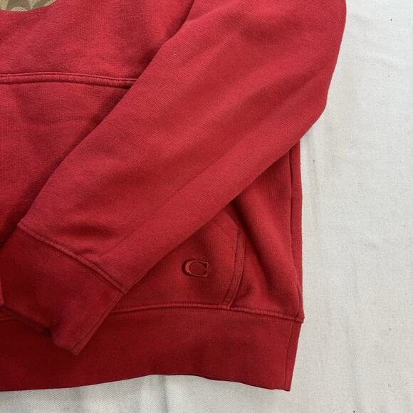 Coach New York Logo Signature Unisex Red Hoodie Size S - Picture 3 of 7